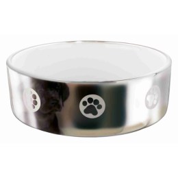 Trixie Κεραμικό Μπολ Φαγητού & Νερού για Σκύλο σε Ασημί χρώμα 1.5lt - Ø19cm
